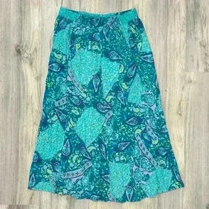 Vintage Diane Von Furstenberg Color Authority Teal Purple Midi Maxi Skirt Size M